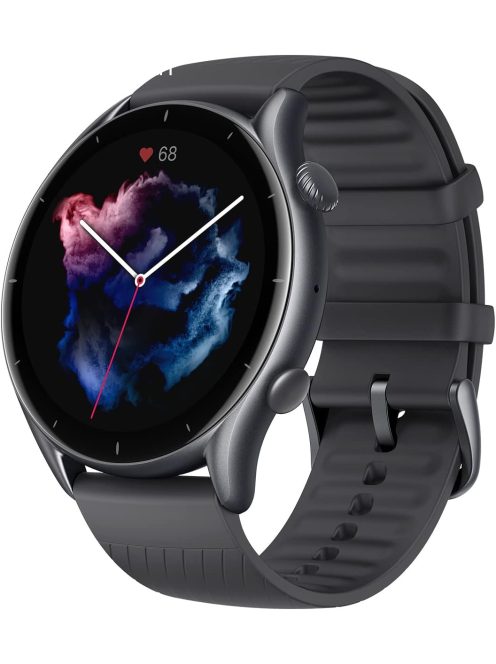 HASZNÁLT Amazfit GTR 3, Thunder Black (Fekete), A1971, Okosóra, Smartwatch, Zepp, Huami, Okos Óra, Smart Watch, Fitness, Fitnesz, Egészség, Sport BONTOTT CSOMAGOLÁS